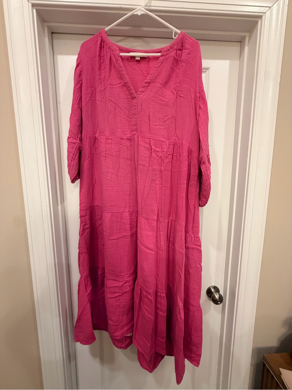LOFT Hot Pink V-Neck Maxi Dress